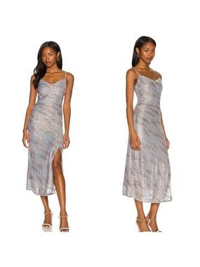 Astr The Label Hollywood Sequin Dress in Silver And Pink Multi